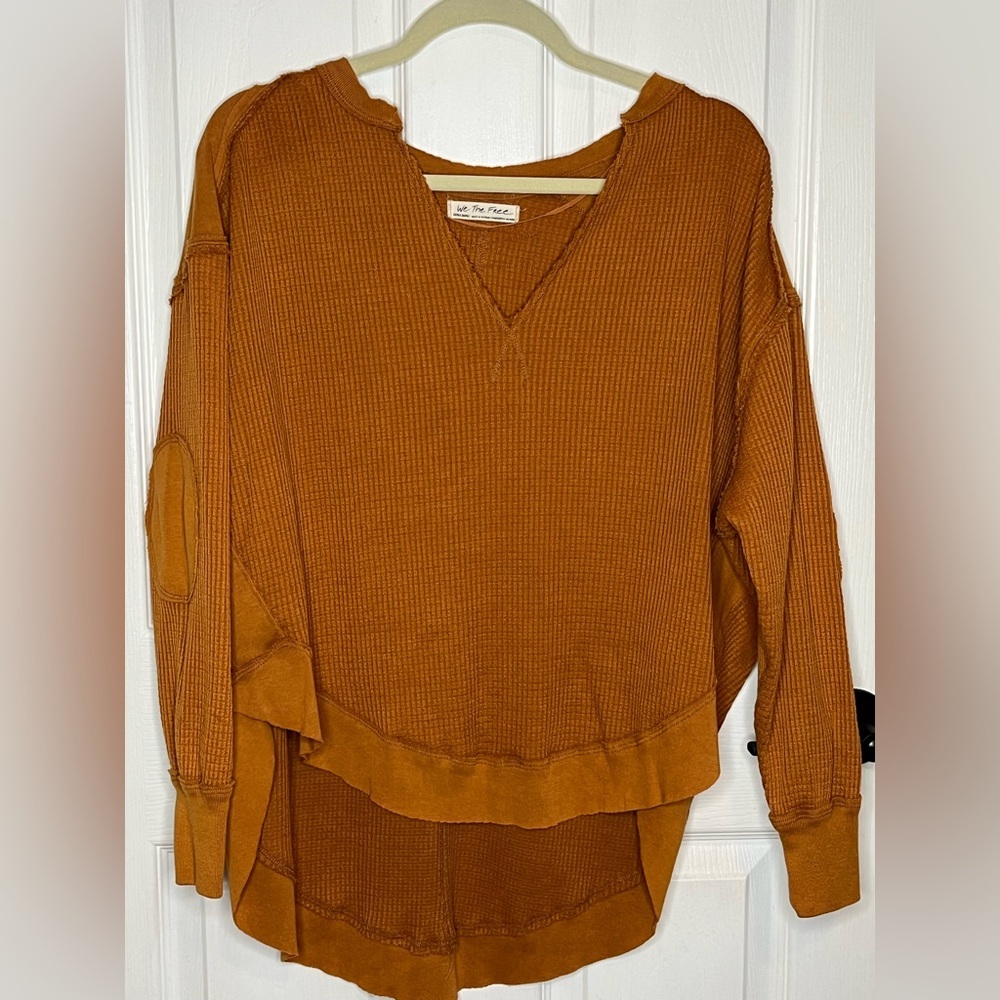We The Free People Top Size XS Owen Thermal Long Sleeve Rust Oversized